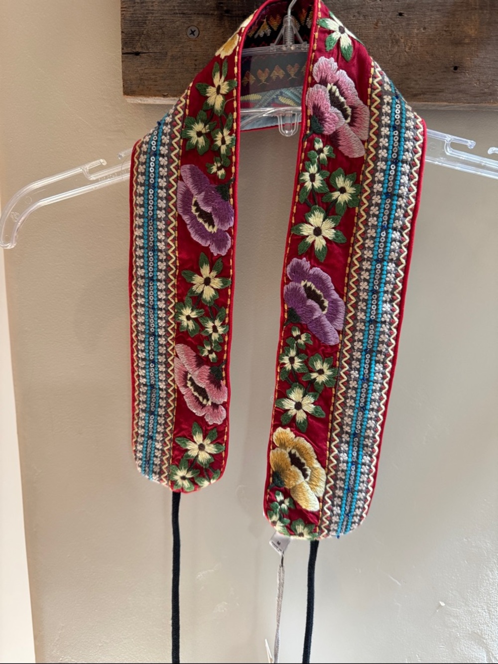 Johnny Was Mila Embroidered Floral Reversible Belt in Burgundies and Blues